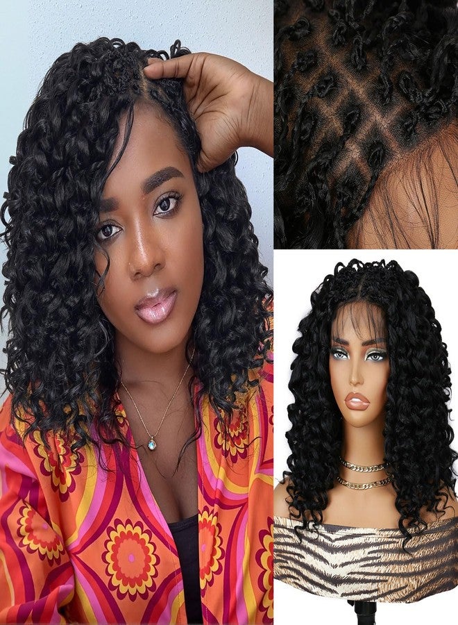 Fancy Hair Full Lace Gogo Curly Braid Wig Double Full Lace Curly Wavy Braided Bob Wig with Baby Hair Pre Plucked Knotless Squrare Part Curly Wig for Black Women - Image 1